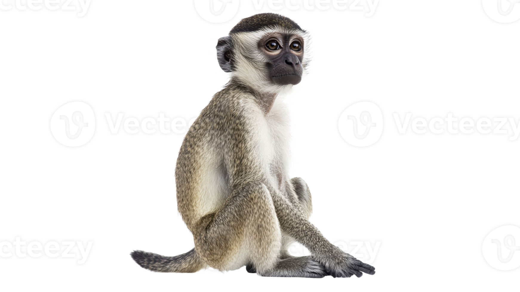 Cute monkey sitting quietly in its natural pose png