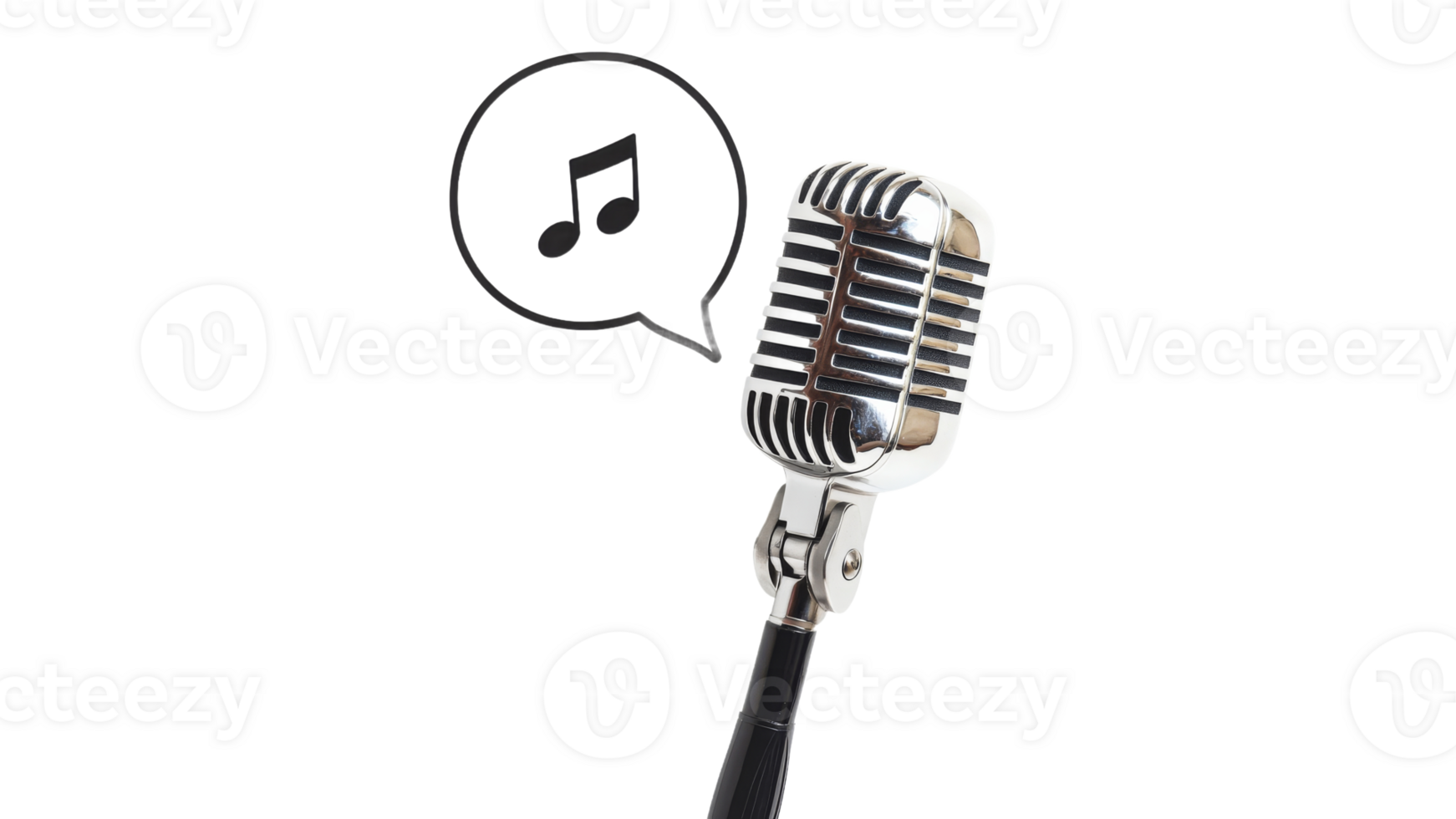 Vintage microphone with musical note symbol png