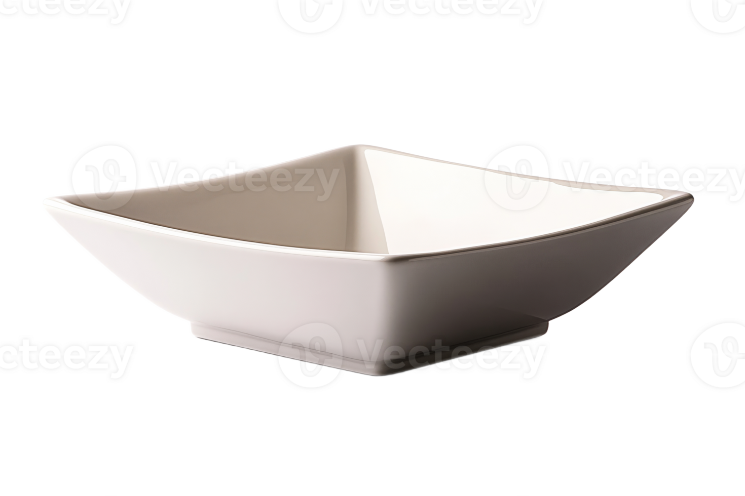 Square white ceramic bowl on plain background png