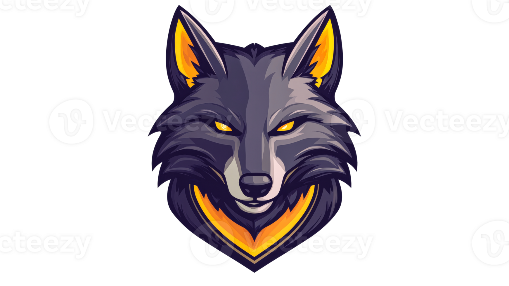 Fierce wolf graphic design with striking colors png