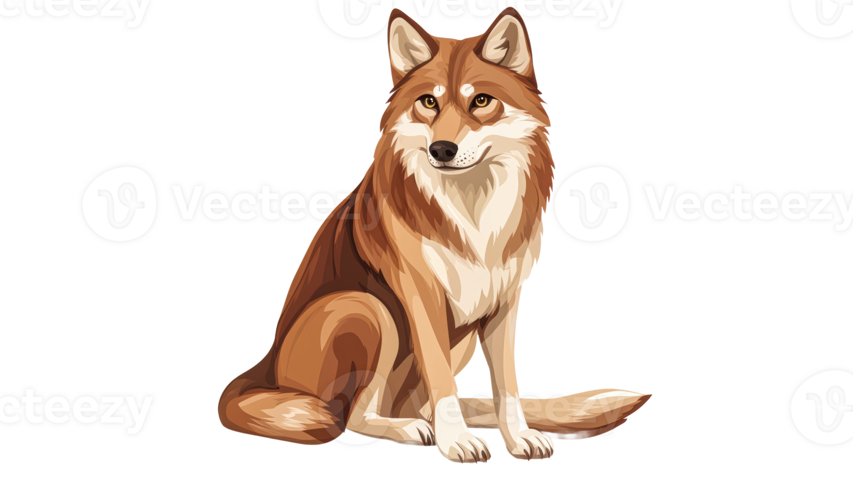 Realistic depiction of a sitting wolf png