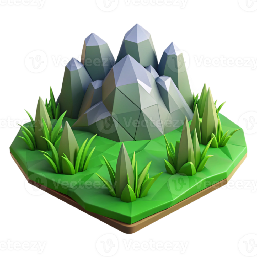 magnificent minimalist Low Poly Vr Landscape Isolated on Transparent Background high resolution png