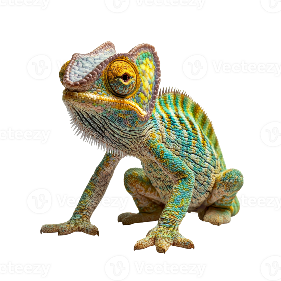 Colorful chameleon on transparent background png