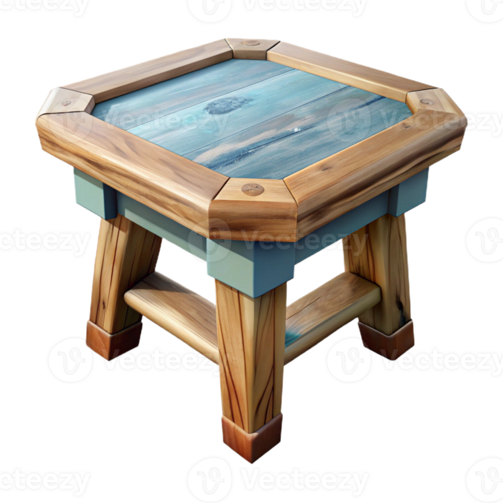 serene creative Low Poly Vr Table with Wooden Top Transparent Background authentic png