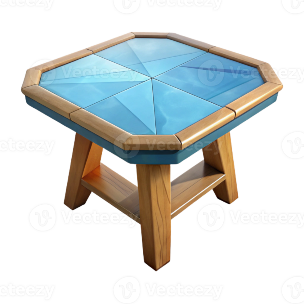 serene classic Low Poly Vr Table with Wooden Top Transparent Background original png