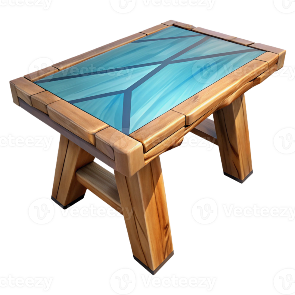 stunning classic Low Poly Vr Table with Wooden Top Transparent Background premium png