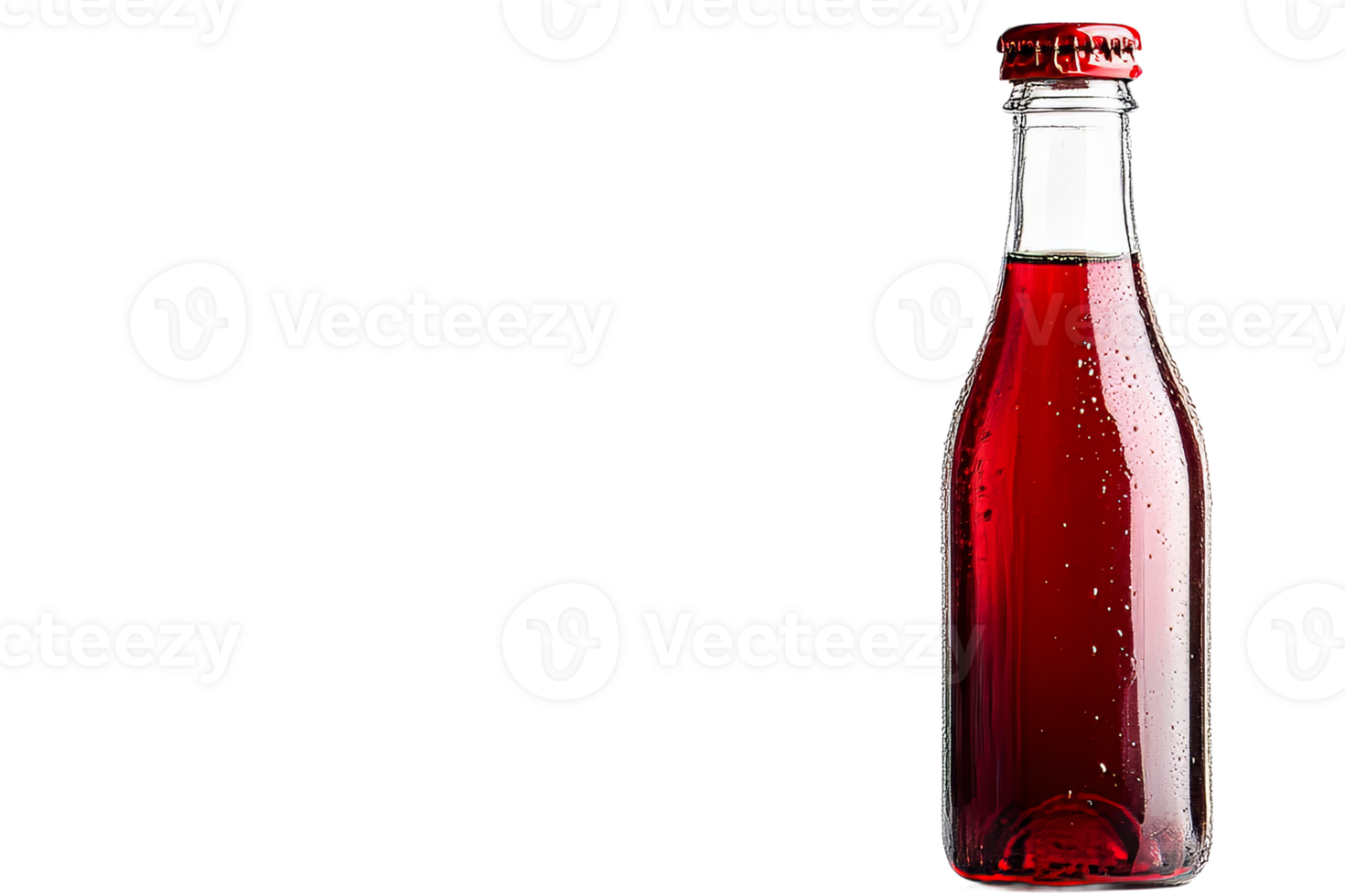 Sparkling red beverage in glass bottle with bubbles png