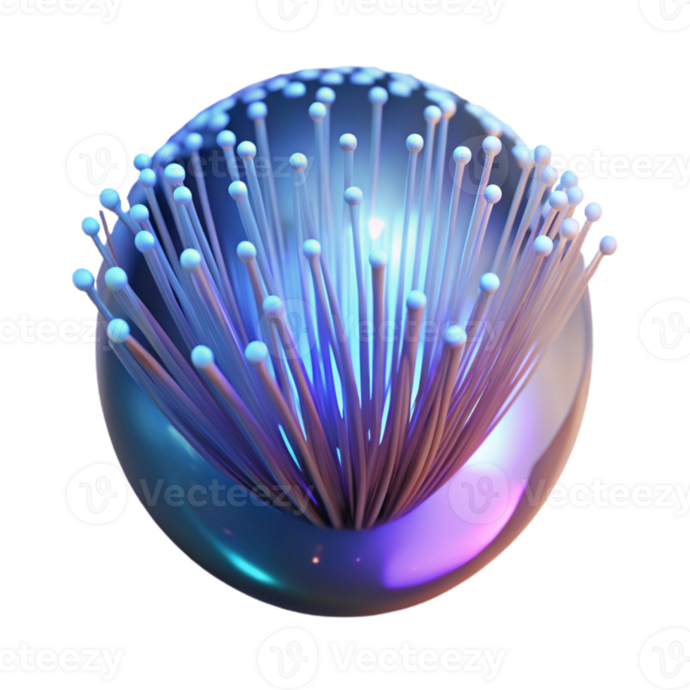 elegant abstract Luminescent Fiber Optic Thread Cutout Element premium png