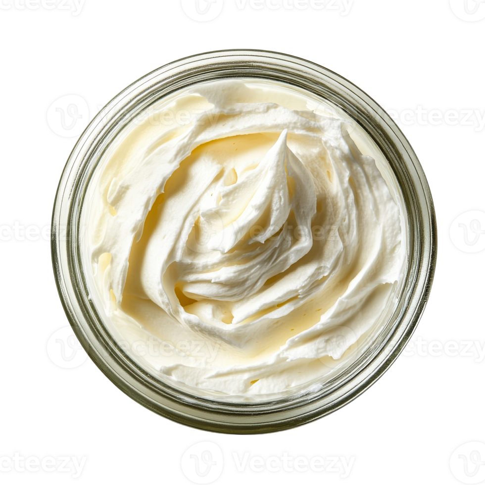 Creamy whipped topping in a glass jar png