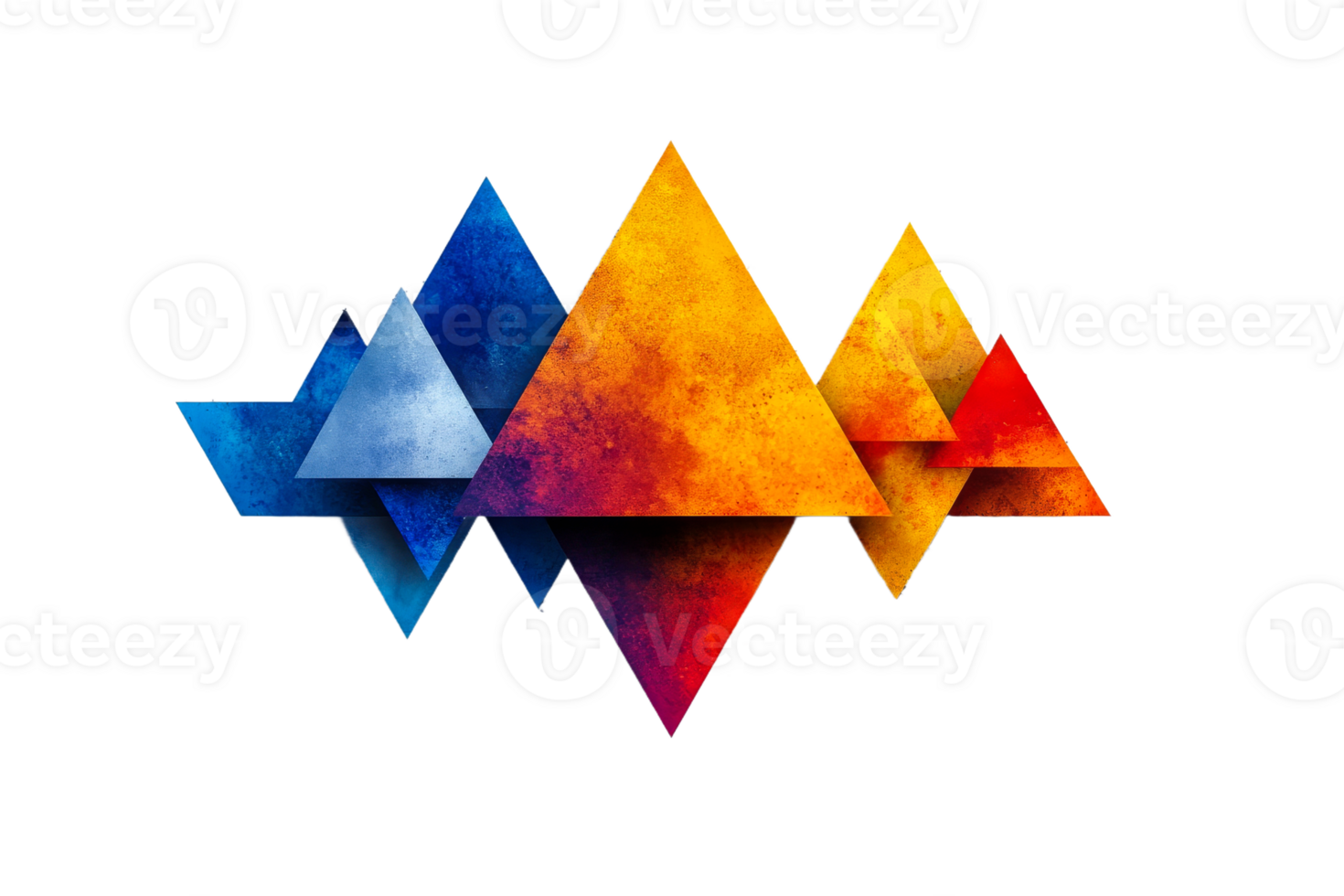 Colorful geometric triangles on a transparent bg png