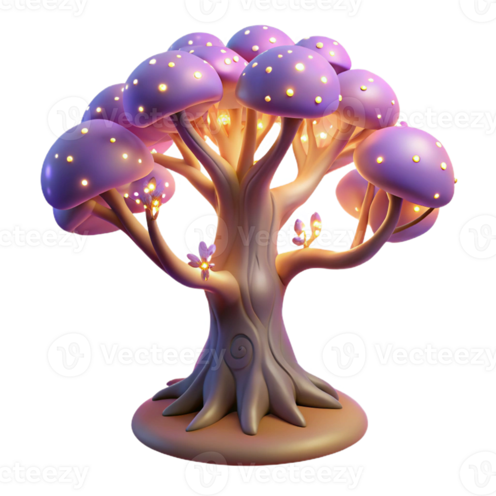 wonderful traditional Luminous Tree in Dreamlike Forest Isolated detailed png