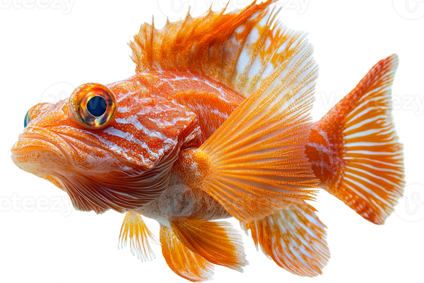 Colorful orange fish swimming with vibrant fins and eyes png