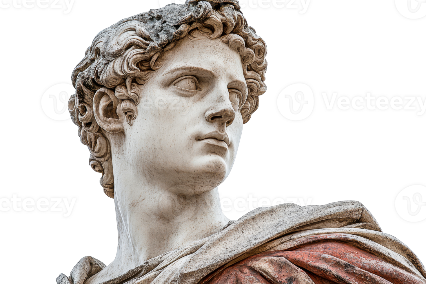 Marble sculpture of a young man with fine details png