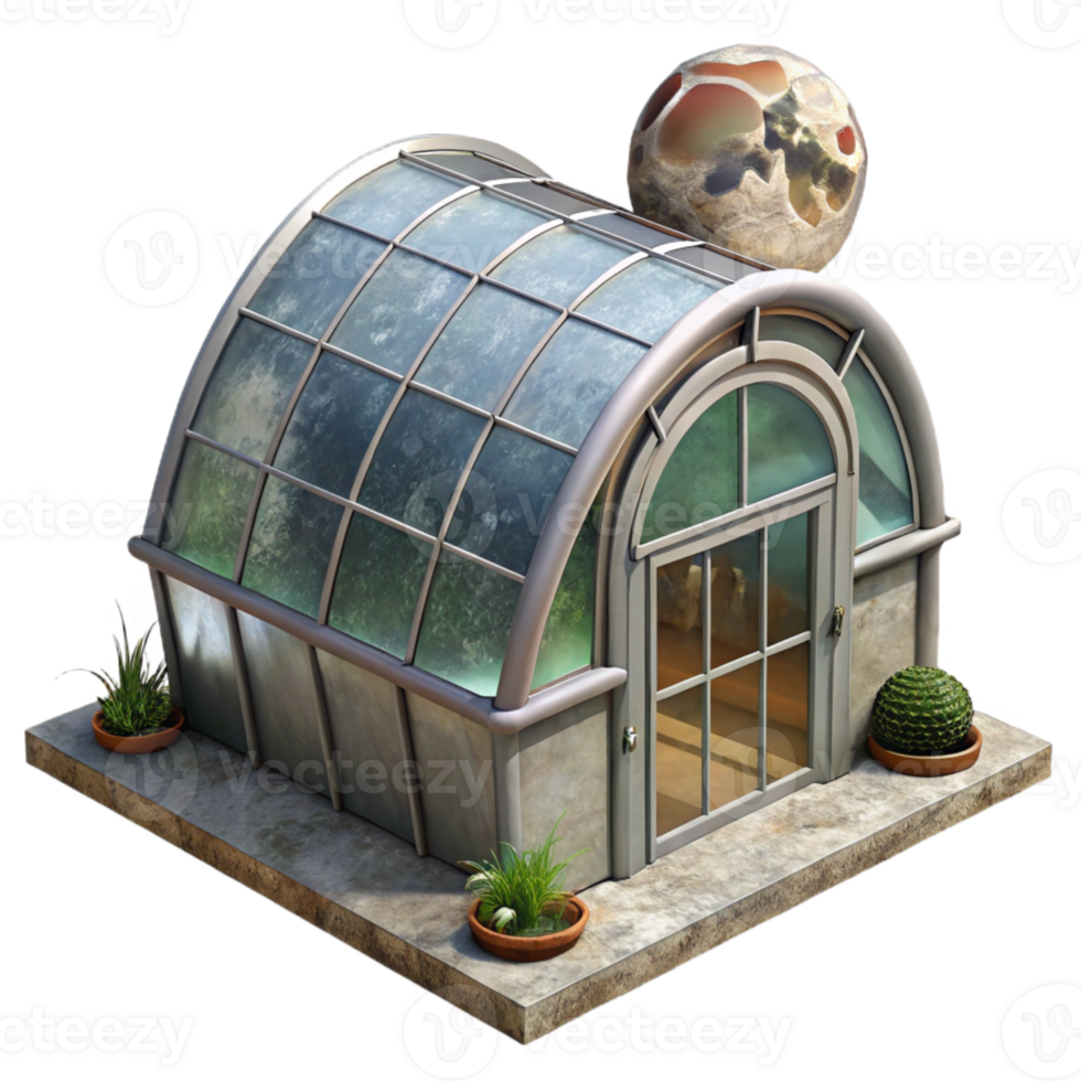 vibrant minimalist Lunar Greenhouse Exterior View Cutout professional png
