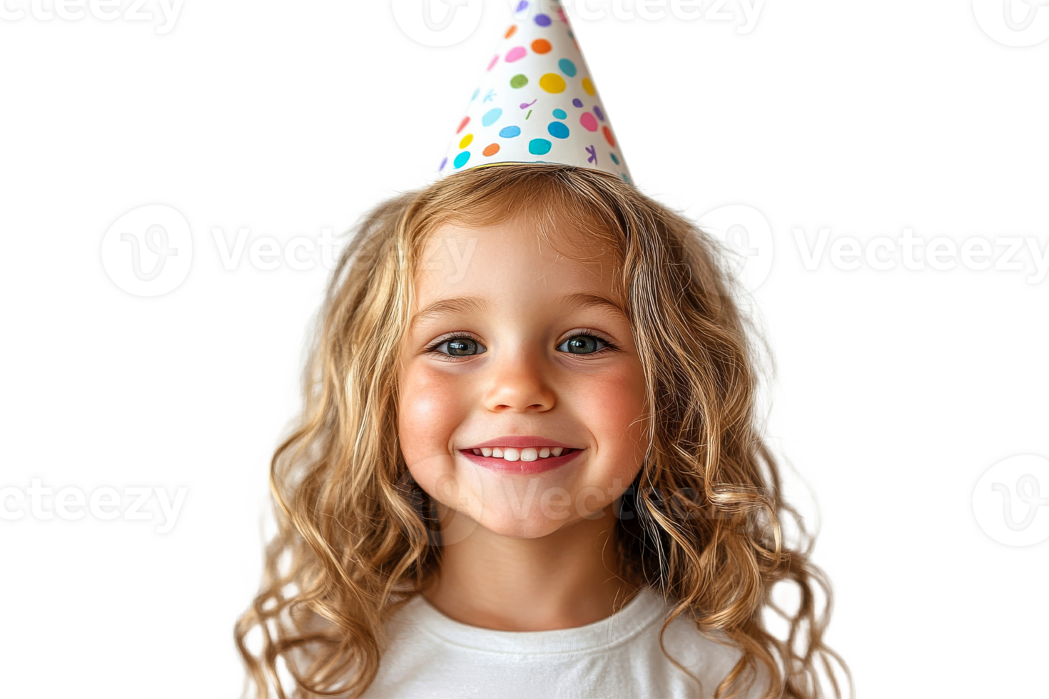 Happy child wearing party hat with cheerful expression png