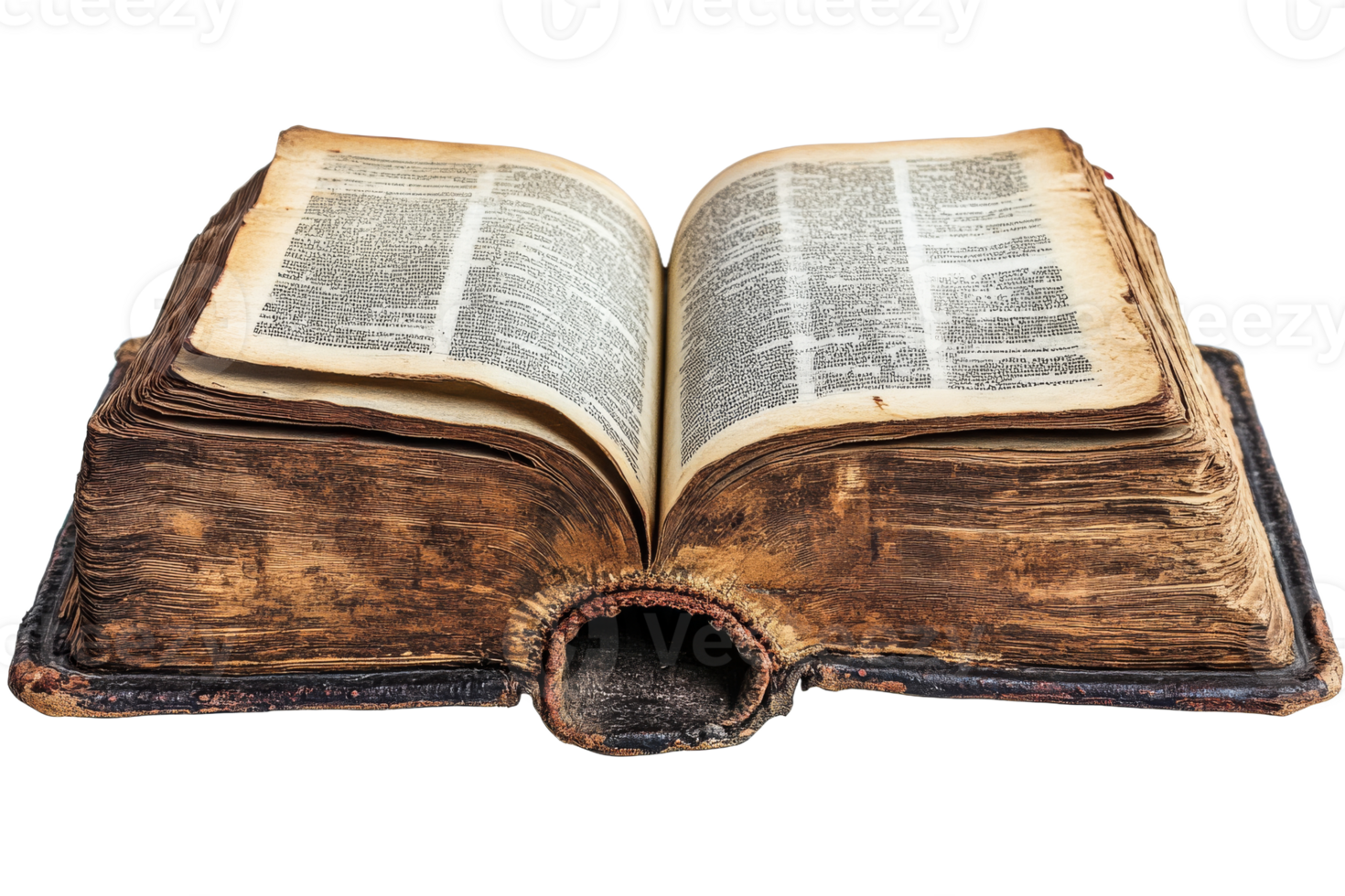 Old dictionary with worn pages and transparent background png