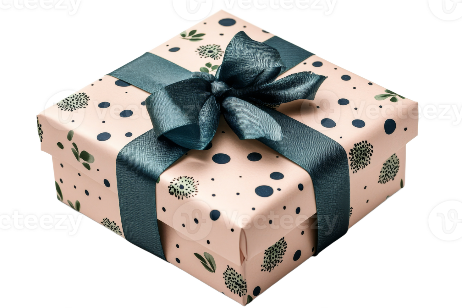 Beautifully wrapped gift with ribbon and floral design png