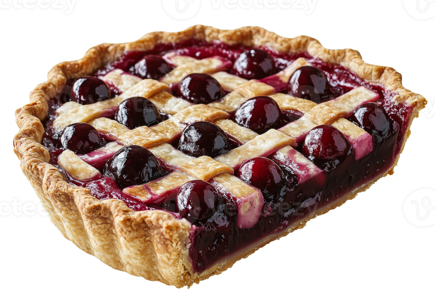 Cherry pie with lattice crust on transparent background png