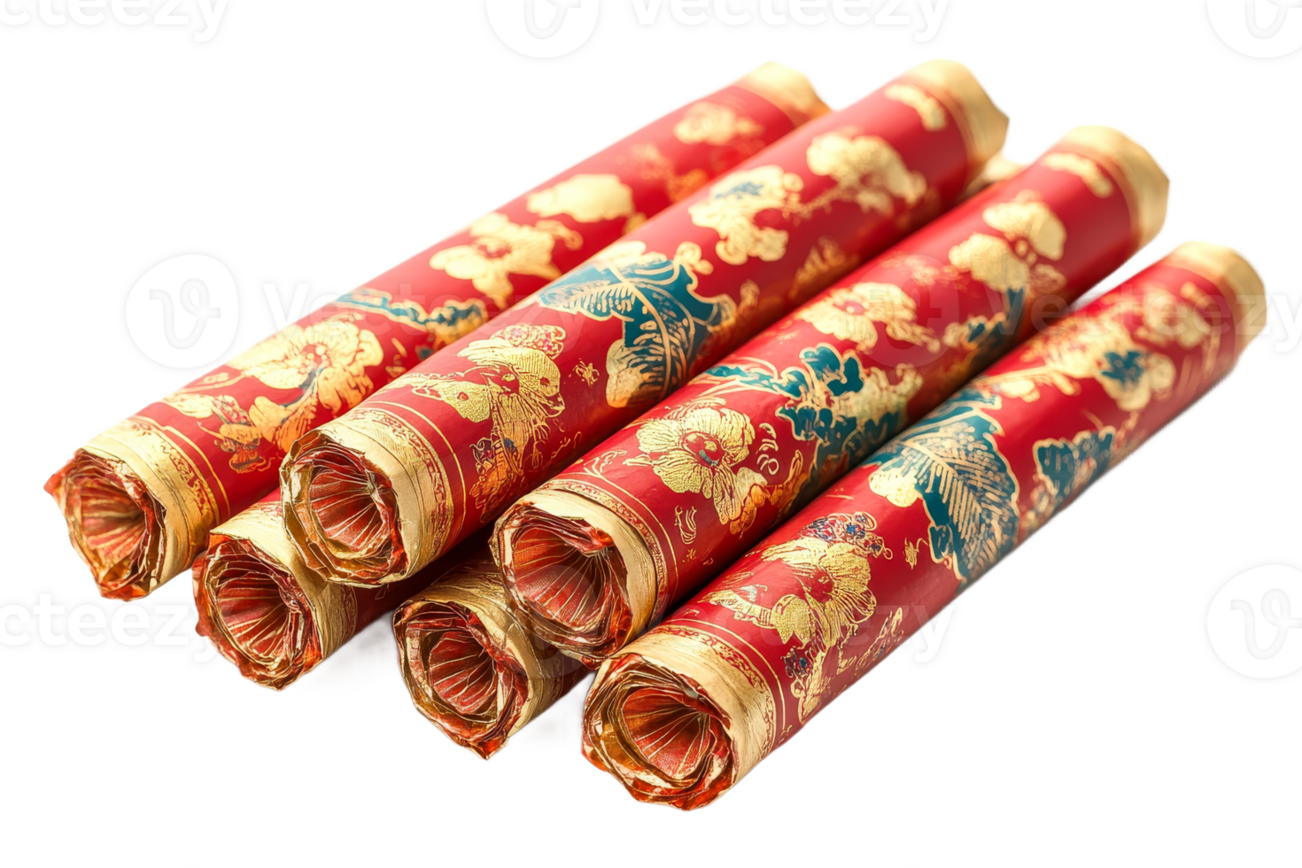 Traditional red and gold decorative scrolls for celebrations png