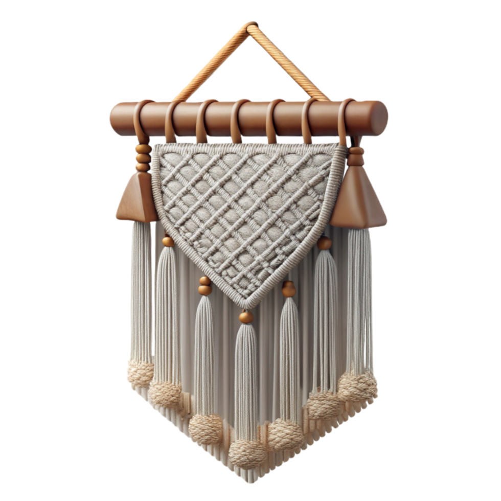 beautiful modern Macrame Wall Hanging with Geometric Design Cutout detailed png
