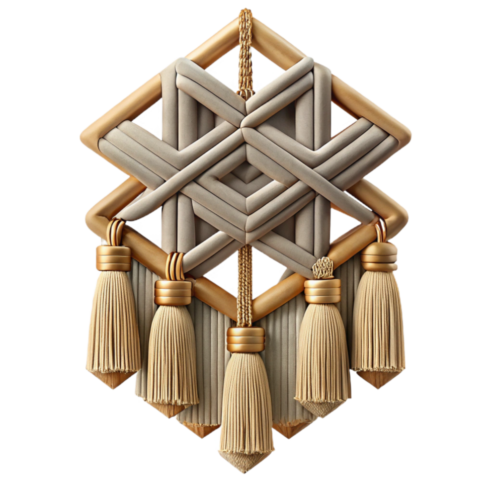 wonderful creative Macrame Wall Decor with Geometric Pattern Isolated Element png