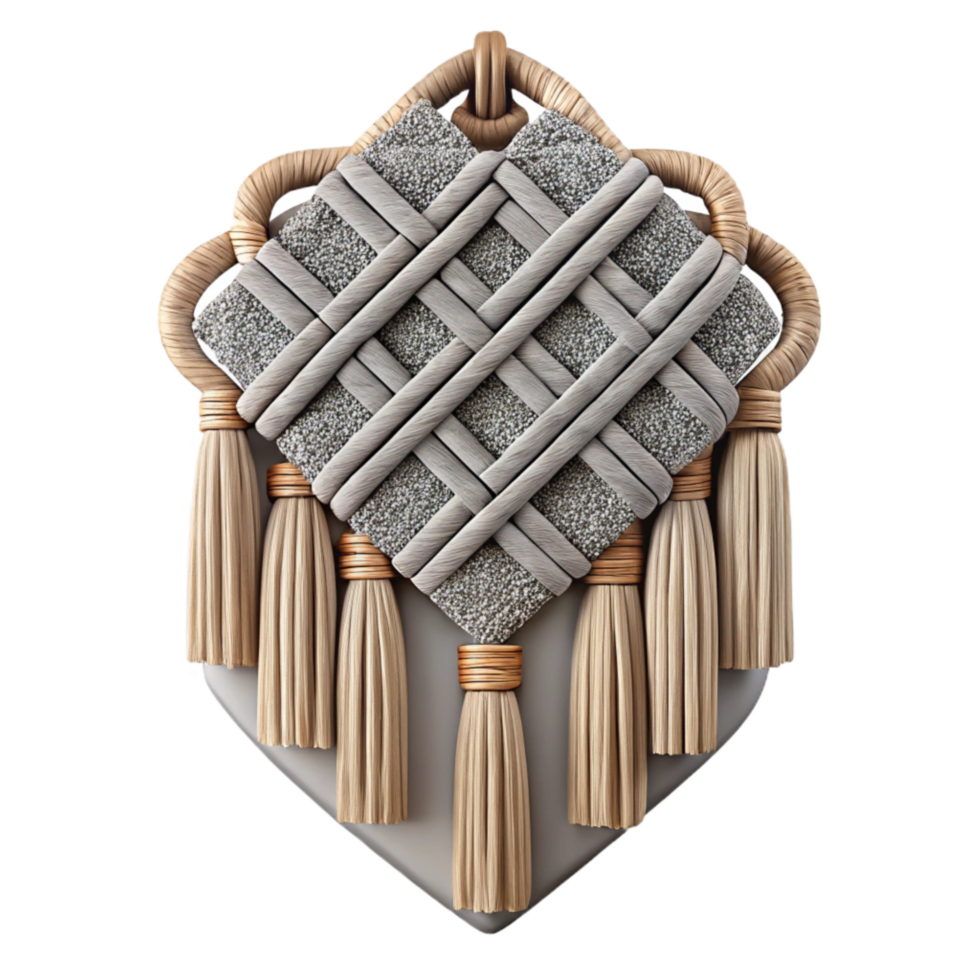 serene artistic Macrame Wall Decor with Geometric Pattern Isolated Element detailed png
