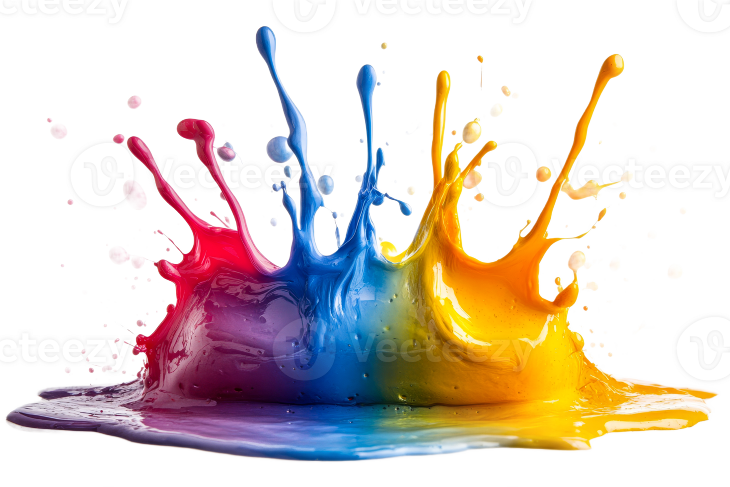 Colorful splash of paint on transparent background png