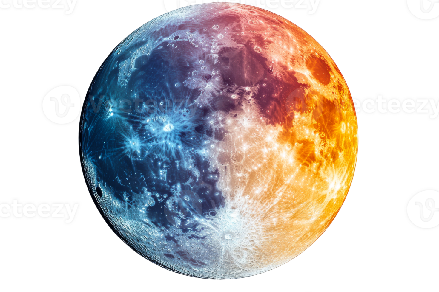 Colorful celestial representation of the moon png