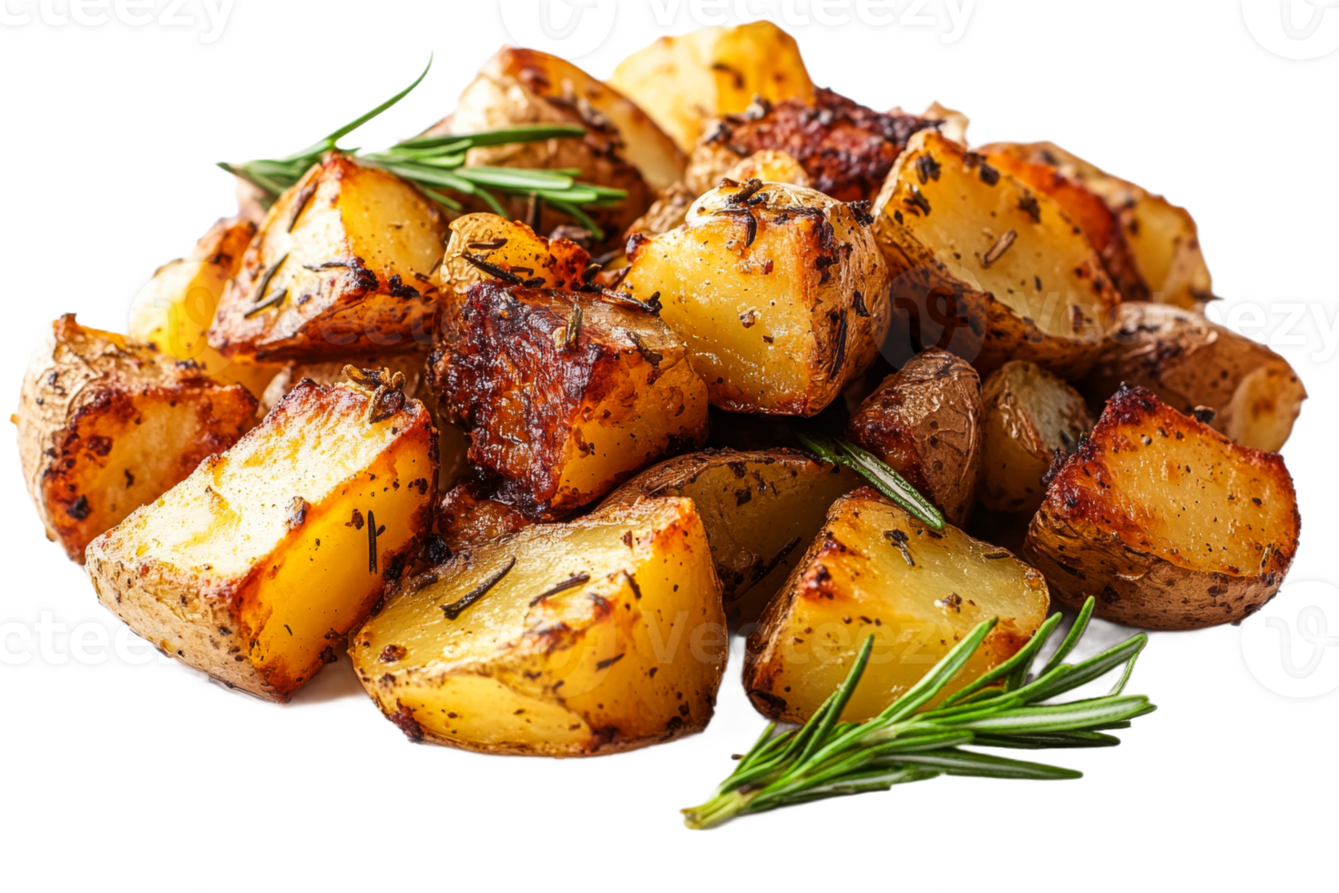 Herb crusted crispy roasted potatoes transparent bg png