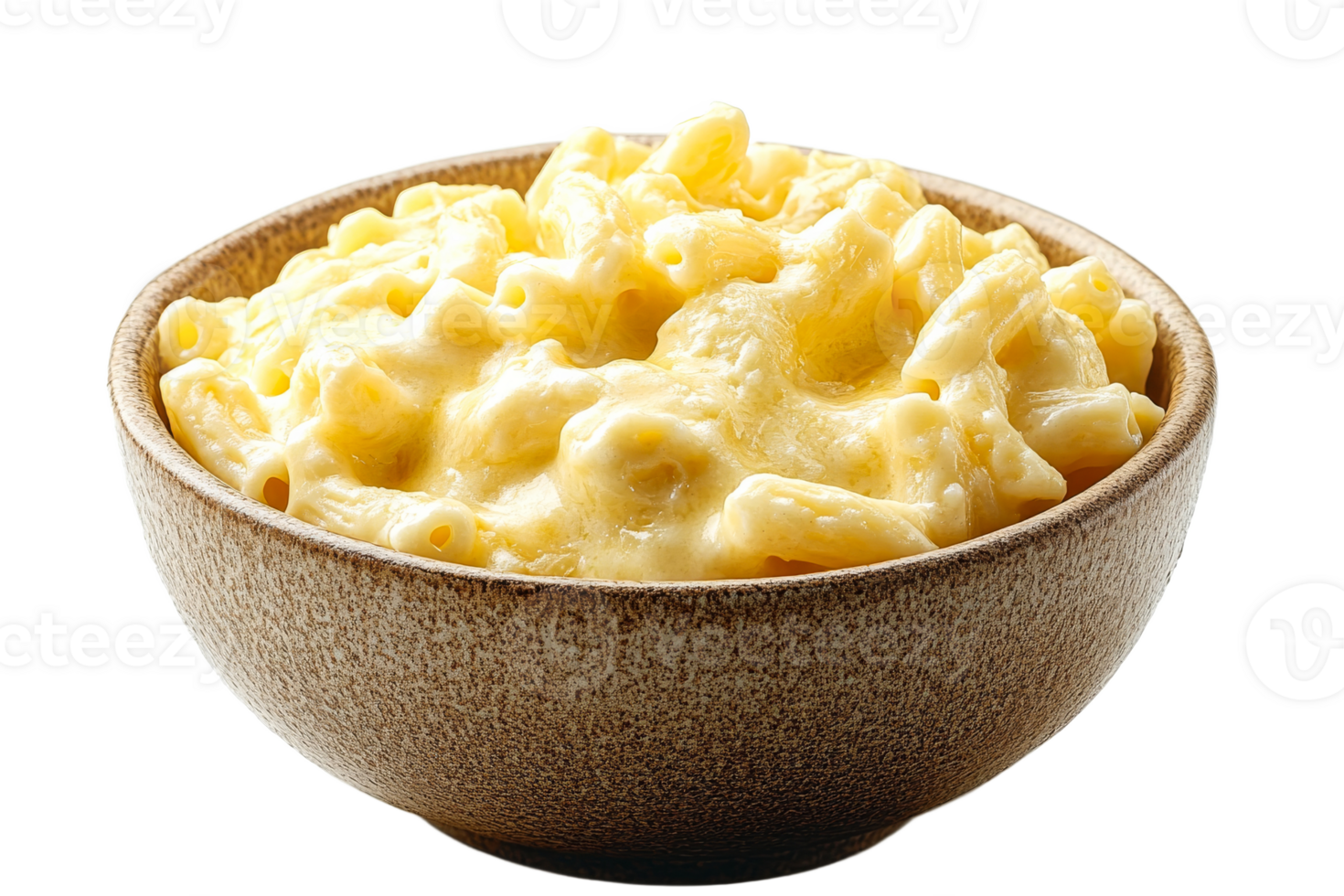 Creamy macaroni and cheese in a textured bowl png