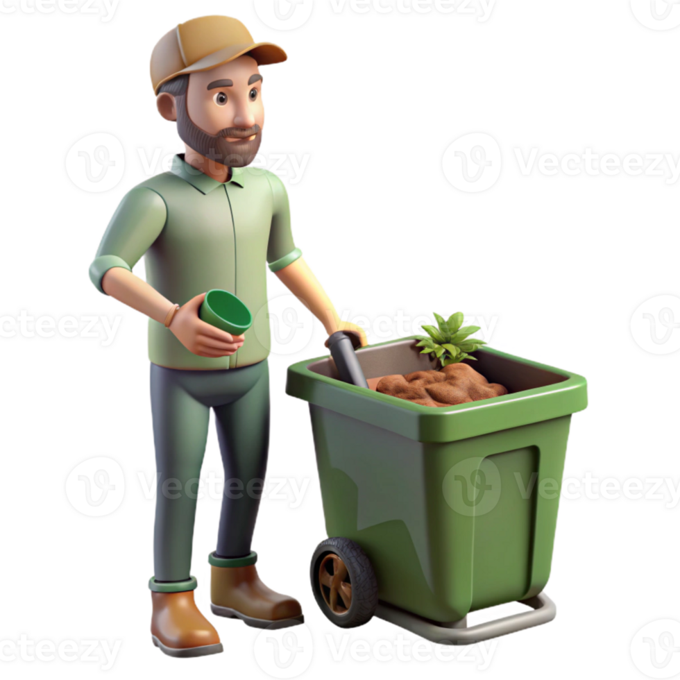 stunning abstract Man Composting Yard Waste Side View Cutout png