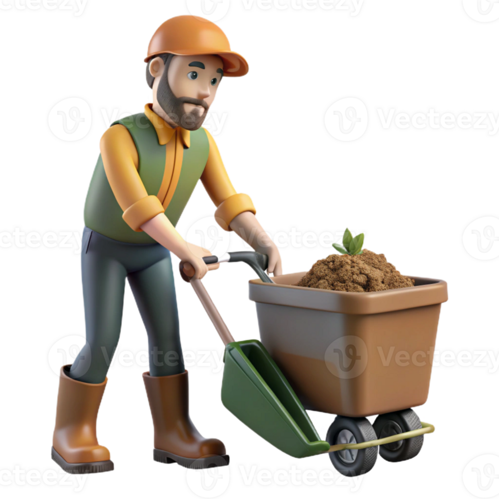 magnificent creative Man Composting Yard Waste Side View Cutout genuine png