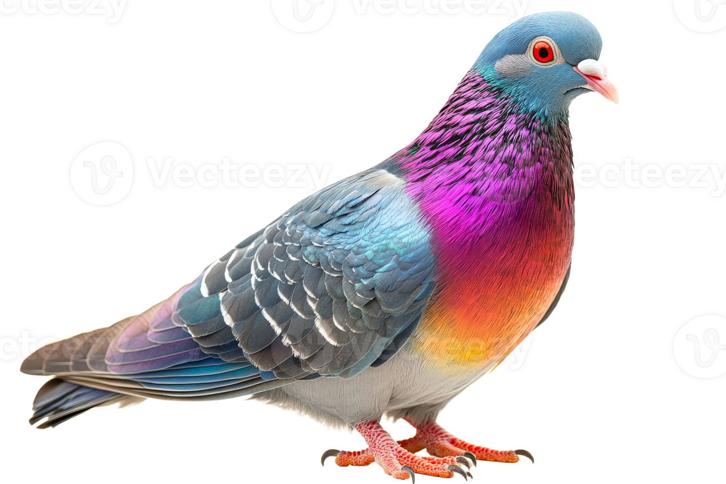Colorful pigeon with iridescent plumage on display png