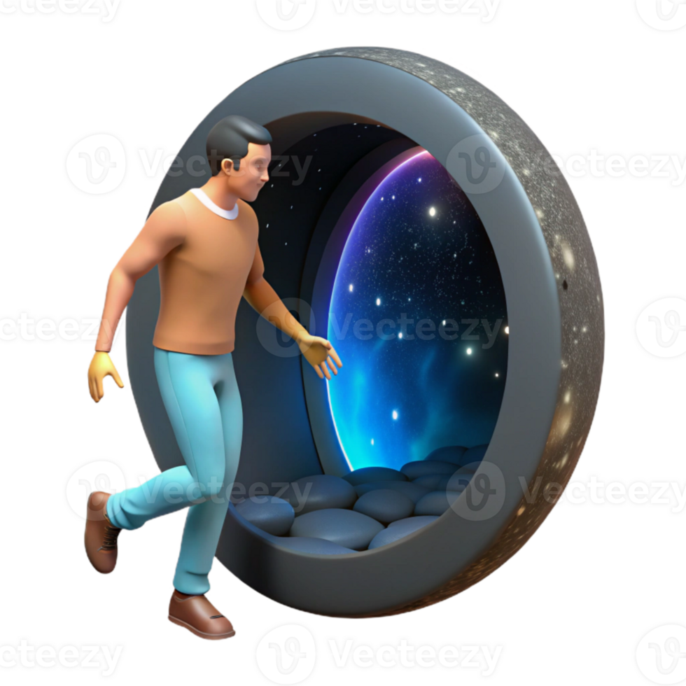 vibrant rustic Man Disappearing Into Portal White Background Cutout exclusive png
