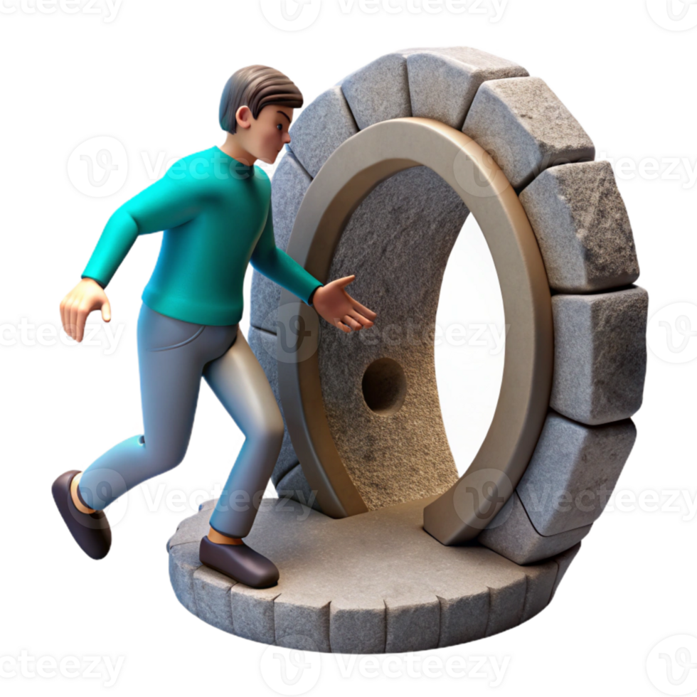 elegant rustic Man Disappearing Into Portal White Background Cutout high resolution png