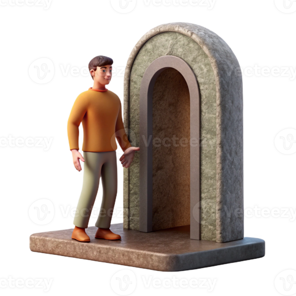 vibrant traditional Man Emerging From Portal Side View Isolated authentic png