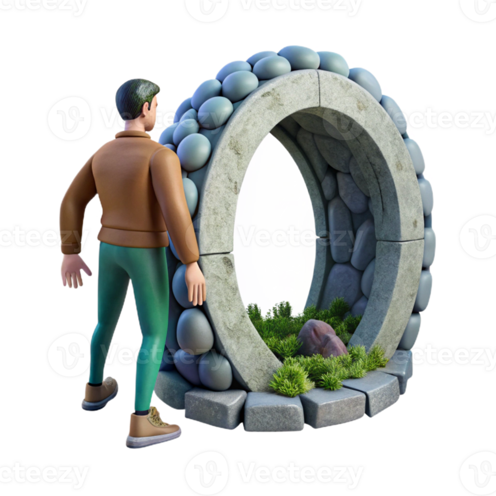 elegant classic Man Disappearing Into Portal White Background Cutout high resolution png