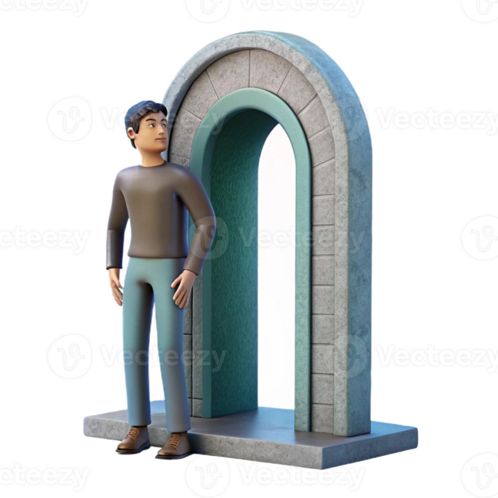 beautiful vintage Man Emerging From Portal Side View Isolated exclusive png