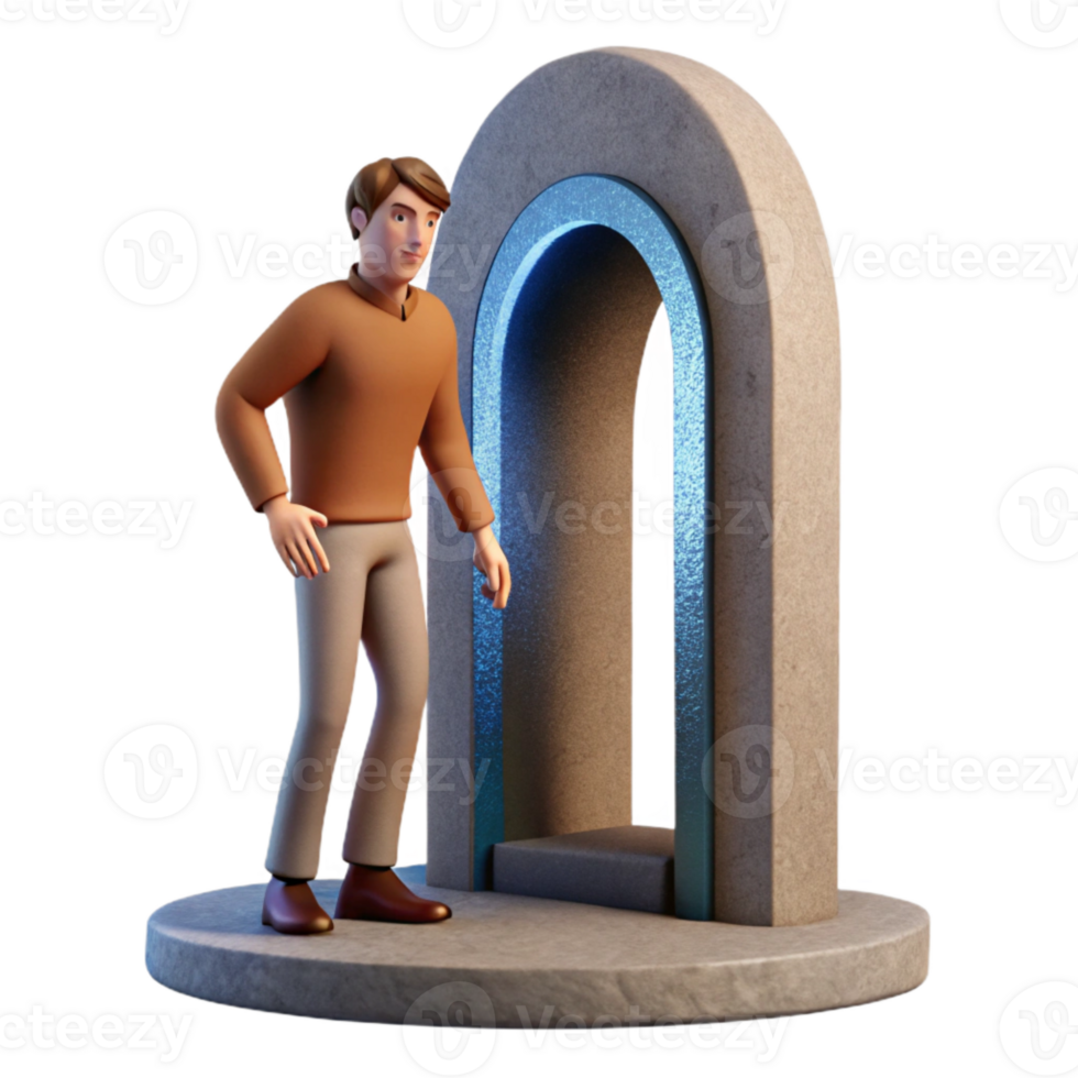 stunning contemporary Man Emerging From Portal Side View Isolated high resolution png