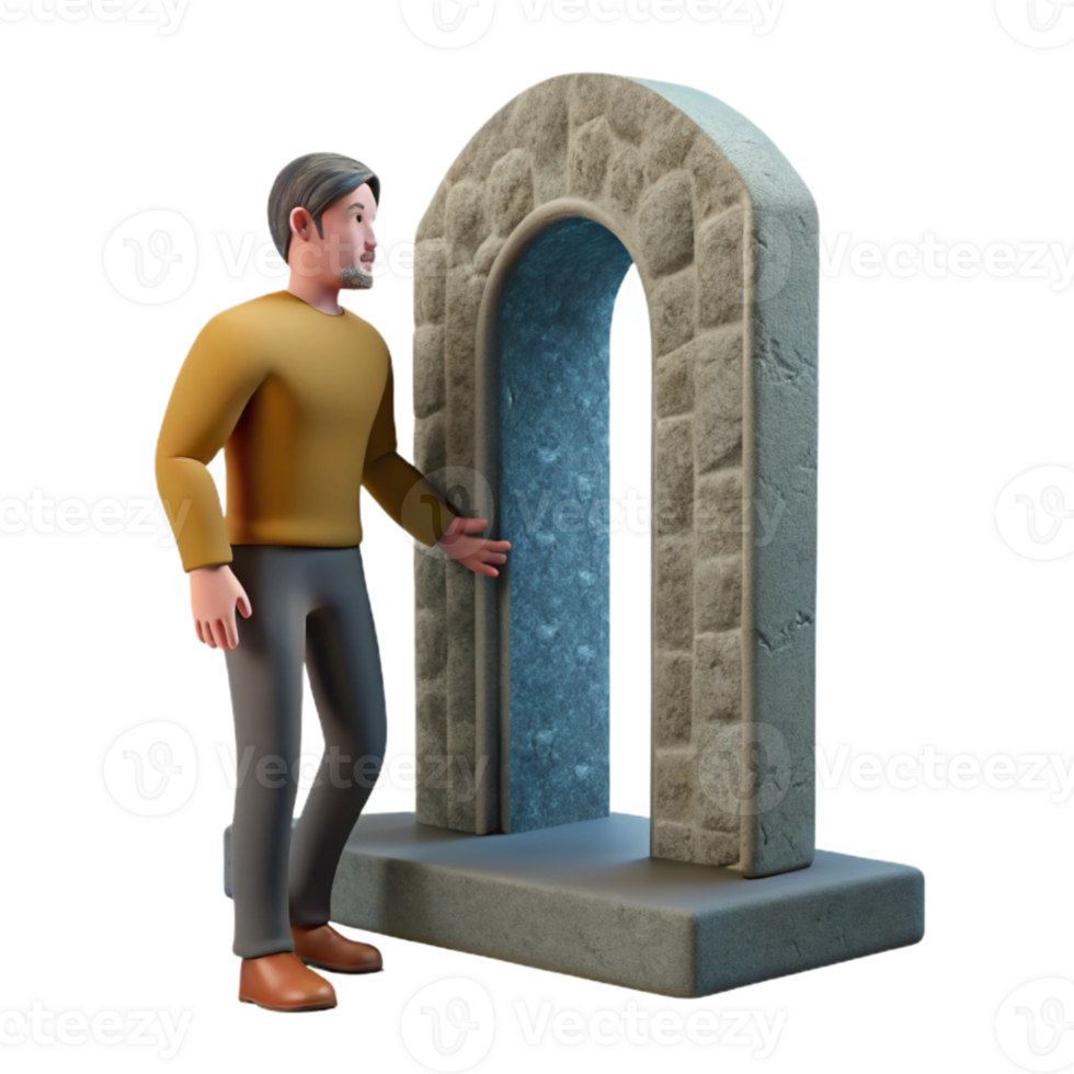 vibrant creative Man Emerging From Portal Side View Isolated exclusive png