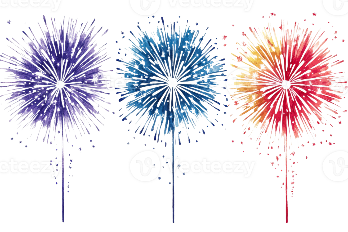 Colorful fireworks display on transparent background png
