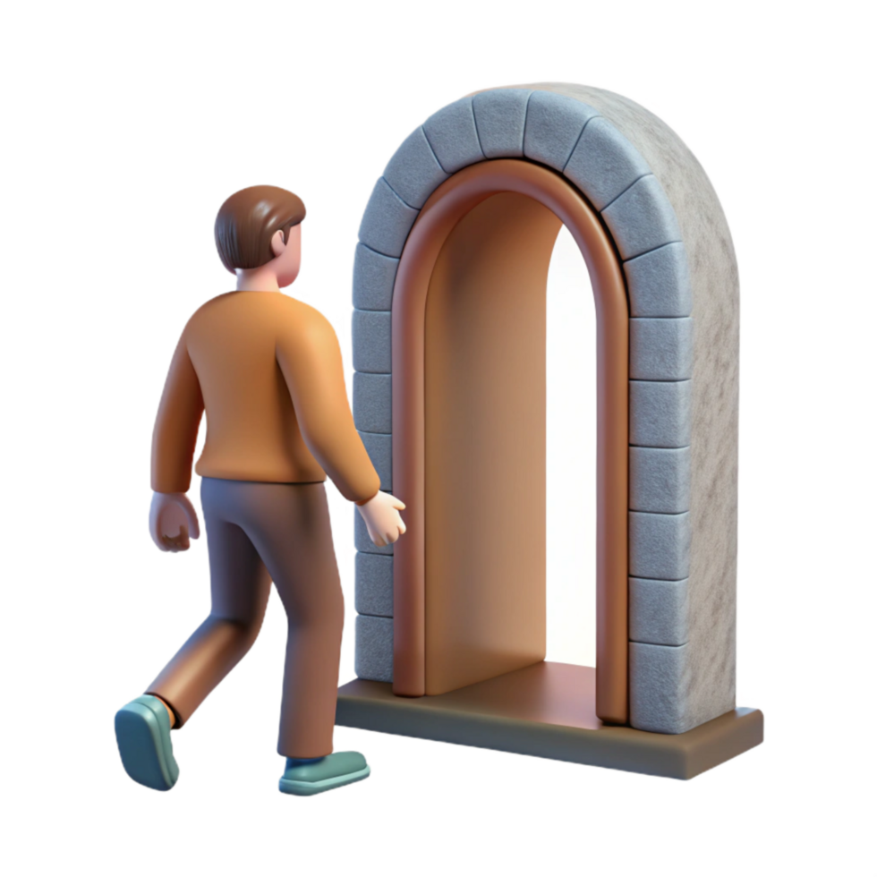 beautiful traditional Man Exiting Portal Side View Isolated Element authentic png