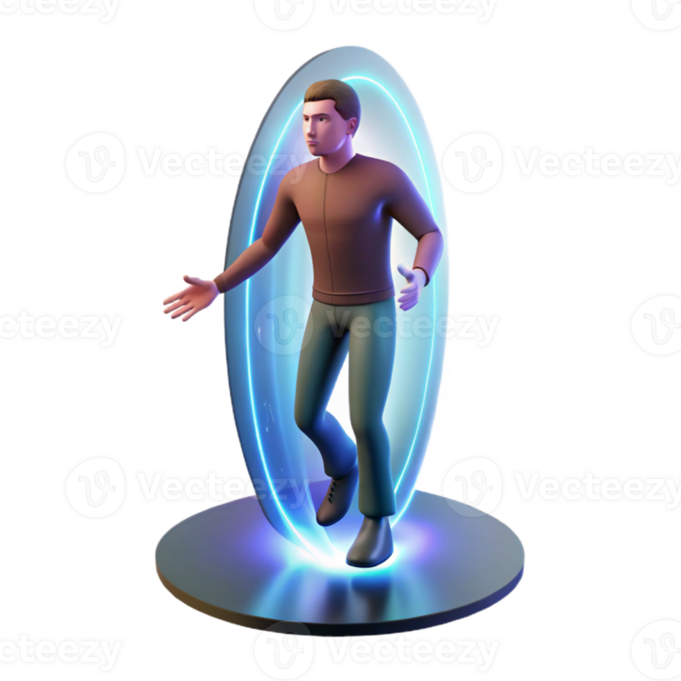 vibrant traditional Man Reappearing From Portal Blur Effect Transparent Background professional png