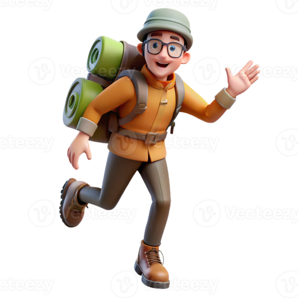 stunning abstract Man Teleporting with Backpack Adventure Theme Isolated png