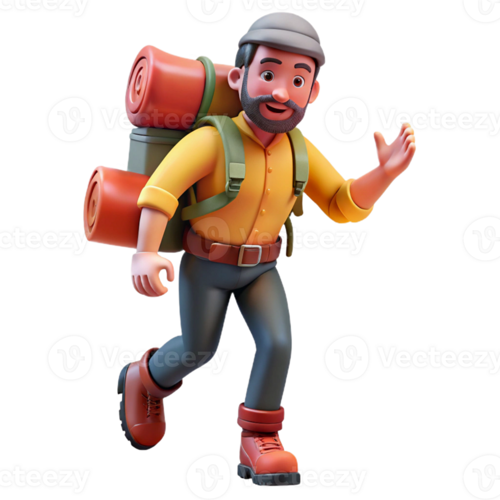 vibrant abstract Man Teleporting with Backpack Adventure Theme Isolated high quality png
