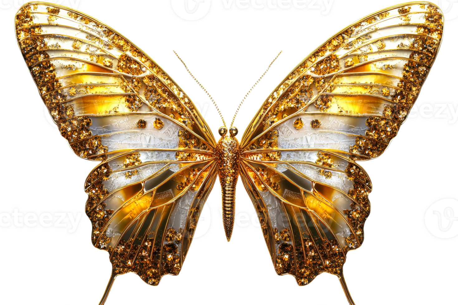 Beautiful golden butterfly with intricate details png