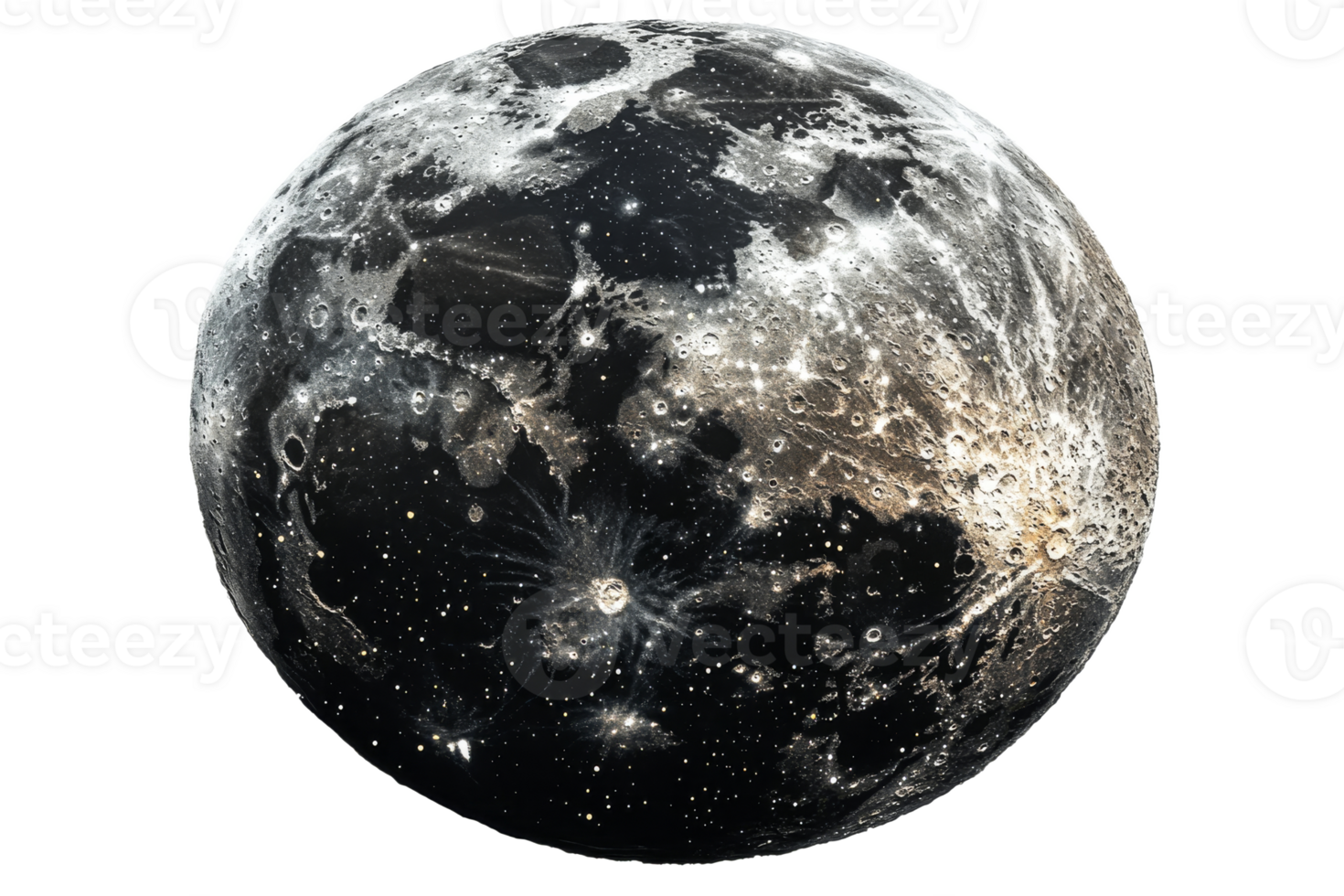 Intricate, textured view of the moon png