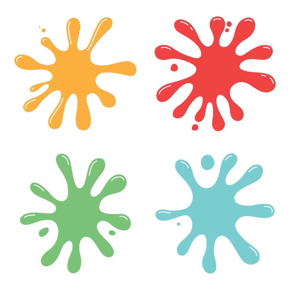 Colorful Abstract Set of Cute Ink Paint Stain Water Fluid Liquid Splash Splatter Explosion vector