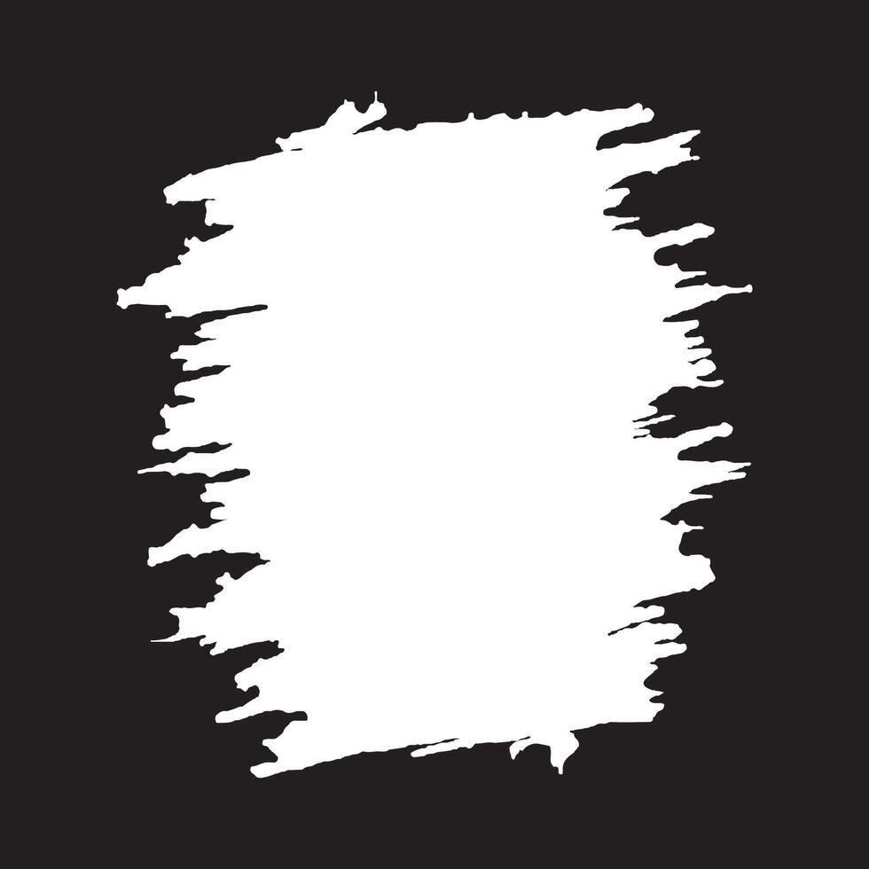 Square Black Slanted Brush Stroke Rough Frame Background with Clear White Copy Space vector