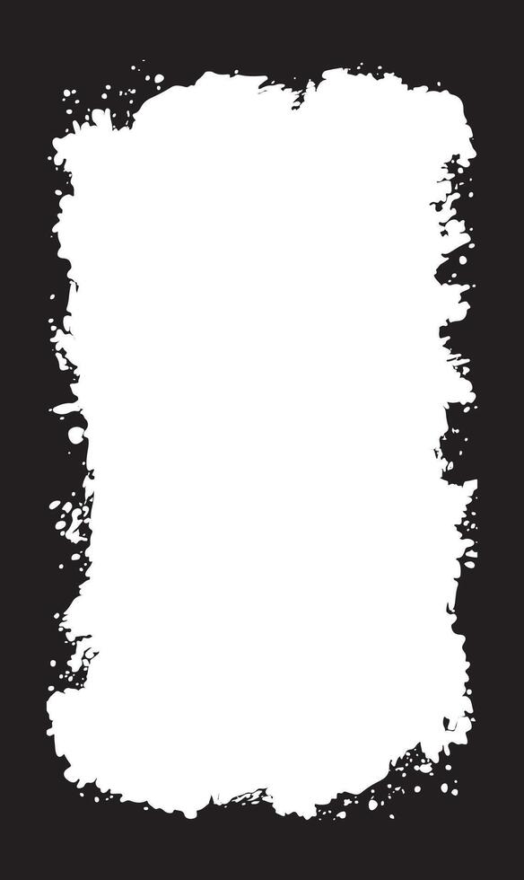 Vertical Abstract Black Rustic Rough Frame Background Vintage Retro Style with Clean White Copy Space vector